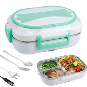 Wholesale Electric Lunch Box Fast 60W Portable Food Warmer Removable 304 Stainless Steel Container Fork Spoon from china suppliers