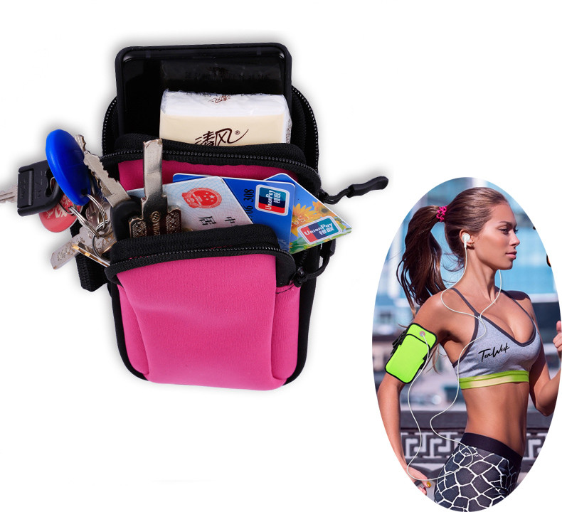 Outdoor sports arm bag neoprene fabric 18cm logo customized five colors