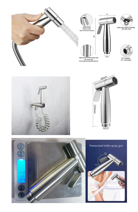 Plastic Bathroom Toilet Spray Gun Set With Woman Washer Nozzle And Companion Flusher