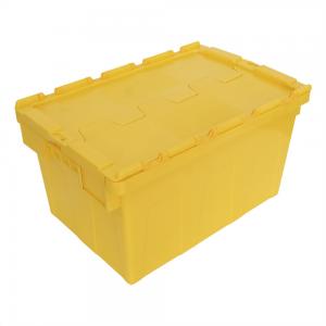China Customized Color Industrial Moving Box with Hinged Lid Plastic Nestable Container on sale