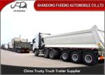 3 Axle Dump Semi Trailers , Hydraulic Cylinder Tipping / Tipper Trailer