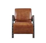 Light Brown Tan Leather Accent Chair , Leather Relaxing Chair Durable Iron
