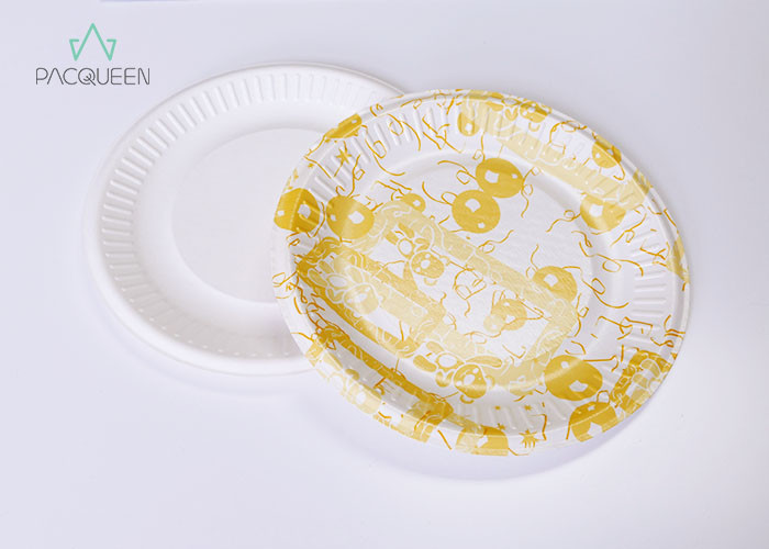 Printed Plates Paper Takeaway Food Containers Eco - Friendy For Cake / Fruit