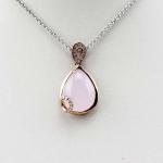 Rose Gold Plated Silver Chain with Rose Quartz Cubic Zirconia Pendant Necklace