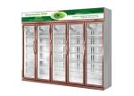 Supermarket Commercial Display Freezer Dynamic Cooling Upright Glass Fridge