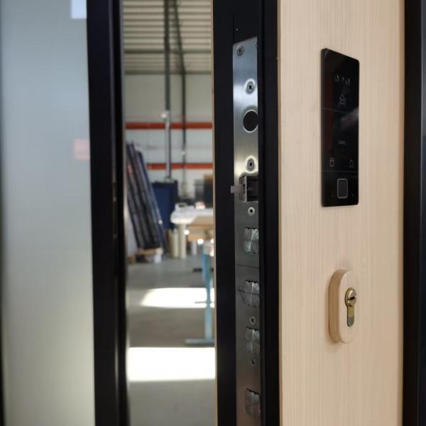 Handle Black Wooden Aluminium Garden Door Noiseless Aluminium Pivot Entrance