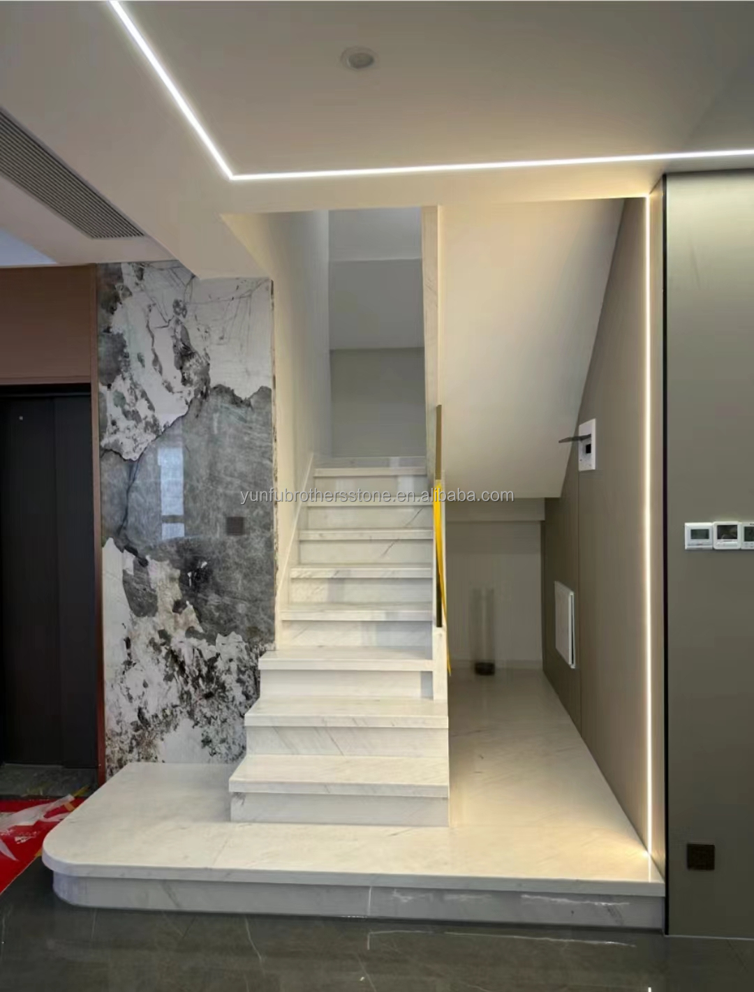 Indoor Villa Modern Natural Stone Stairs Design for Polished Straight Steps