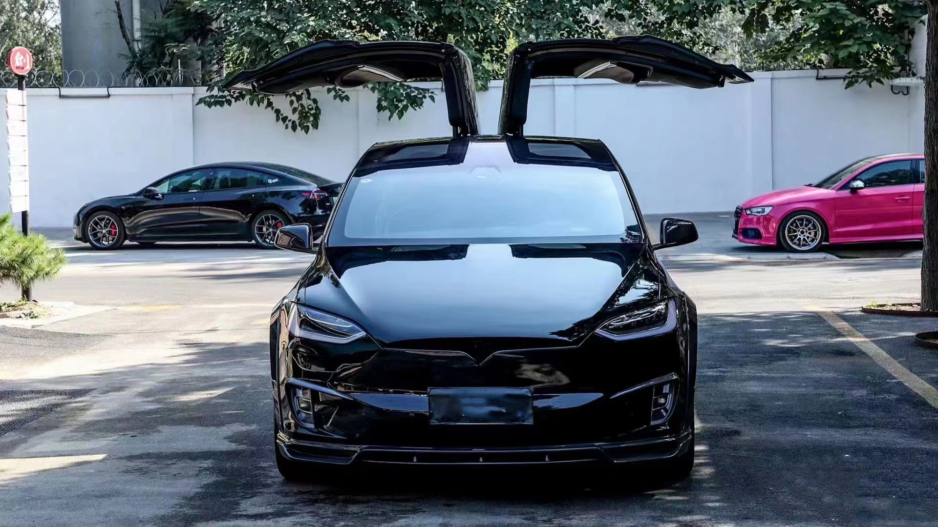 CMST Tesla Model X Body Kit Dark Green Tesla Widebody Kit 2023 Front Lip Diffuser