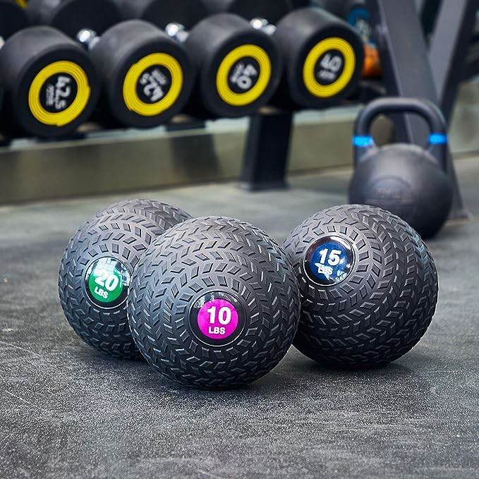 Smooth and Tread Textured Grip Dead Weight Balls for Cross Training Strength and Conditioning Exercises
