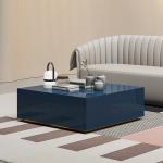 Fancy Blue Rectangle SS Coffee Table Stone Top For Outdoor