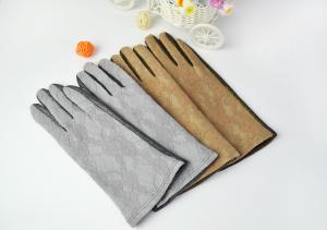 China Fashion ladies gloves palm with Compound stamping cloth and back with lace on sale