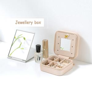 Wholesale Mirrored Pu Leather Portable Travel Jewelry Case With Zipper Closure from china suppliers