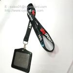 Dye sub printing lanyard with leather badge, dye sub print ribbon with metal