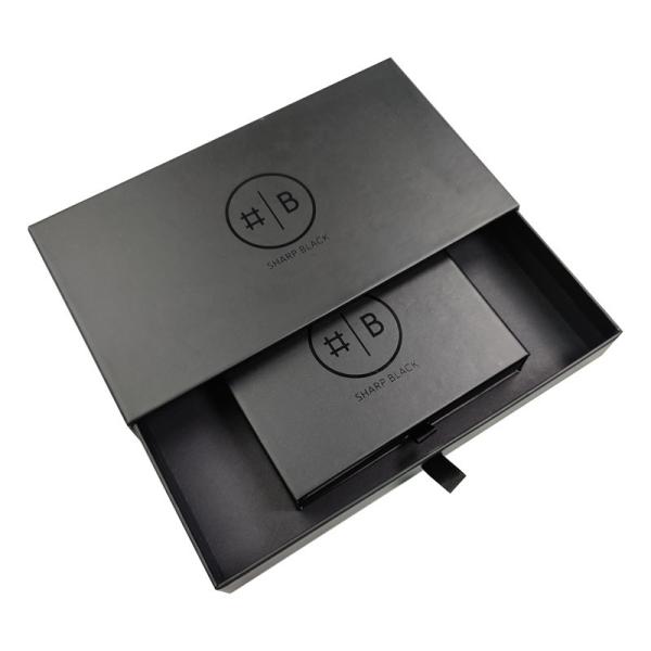 Logo Silver Foil/UV Finish Drawer Box Jewelry Paper Box for Custom Black end