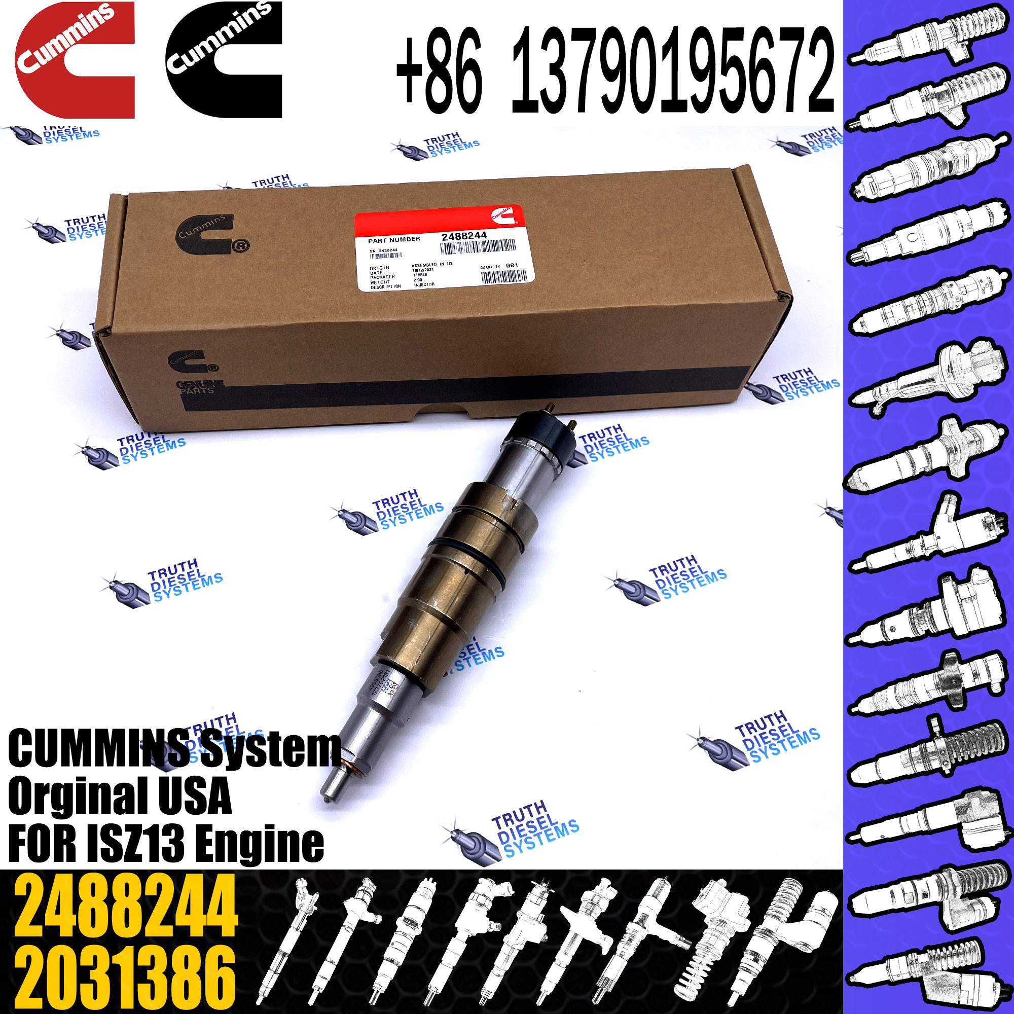 2872544 2086663 Fuel Injector Assembly 2057401 2488244 2872405 203183 Common Rail Injector