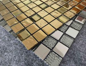 Wholesale ISO13006 Mildewproof Decorative Mosaic Tiles Golden Sliver Metal Glazed Wall 6mm from china suppliers