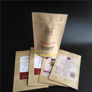 Wholesale Leaf Logo Printed Tea Bags Packaging Brown Kraft Paper Zipper Pouch With Clear Window from china suppliers
