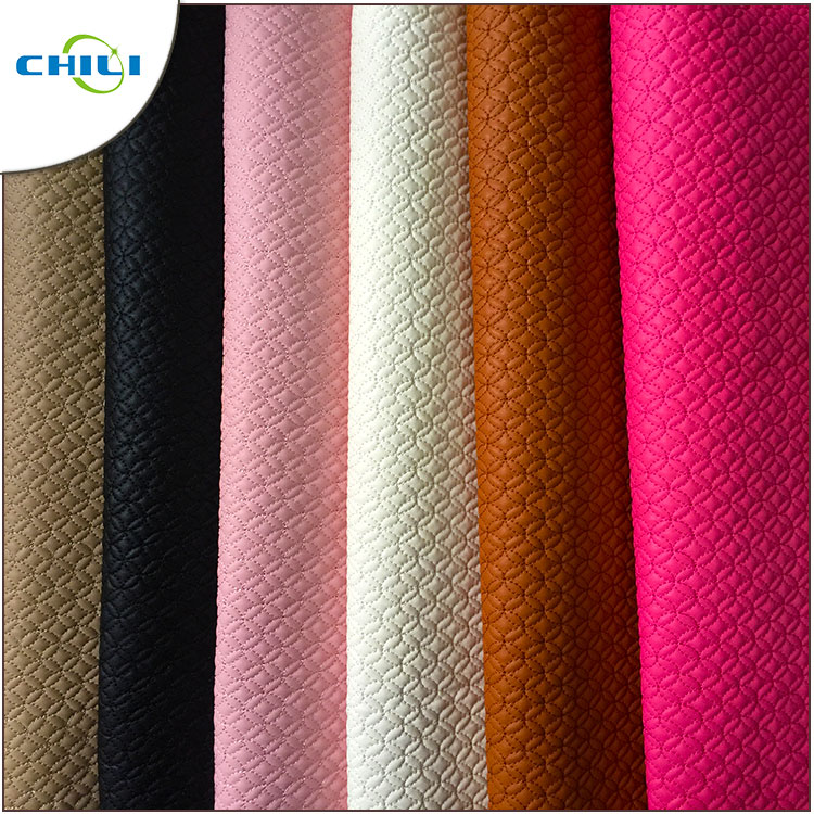 Leatherette Quilted Vinyl Upholstery Fabric Recycled Non Harmful Material