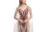 Champagne Lace Beaded Middle Eastern Evening Dresses U - Neck Style