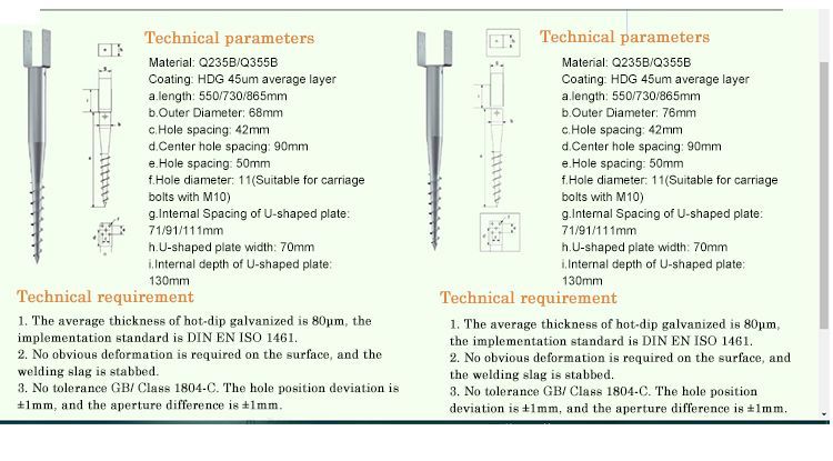 U Shape Galvanized Steel Ground Screw Pile