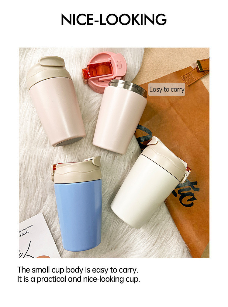 New Flip Lid Internet-pop Cup Compact And Convenient Insulated Water Cup And Straw