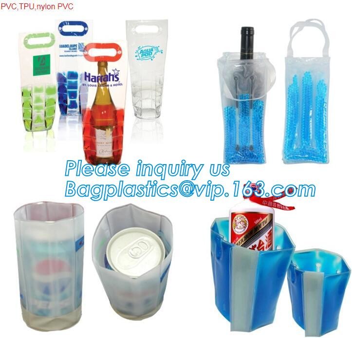 oem produced cooler pvc wine bag, ice bag for wine bottle/ PVC ice bag, bottle cooler dry ice bag for bar, restaurant