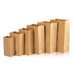 Flower Store Bulk Paper Sacks Brown Kraft Paper Bags With Ribbon Handle