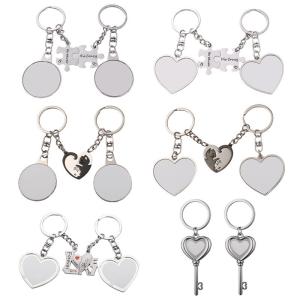 Wholesale Heart And Round Shape Sublimation Blank Metal Keyring For Lovers Bag Pendant from china suppliers