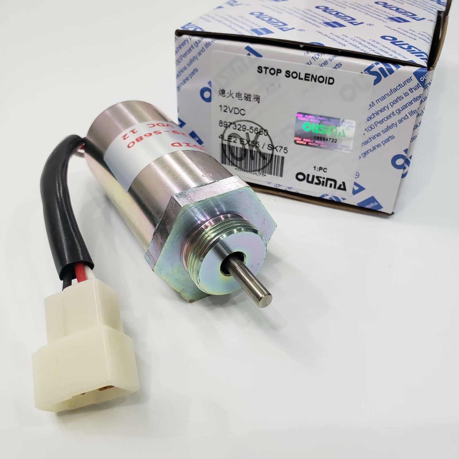 OUSIMA Fuel Shut Off Solenoid 897329-5680 12V For4LE2 EX55 6K75 Excavator Engine