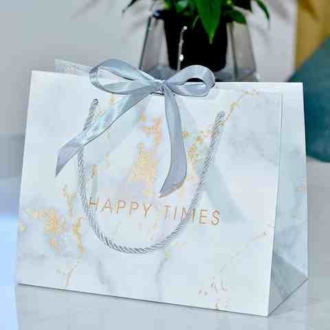 Bulk Marble Kraft Christmas Paper Gift Bags With Logo Custom Print