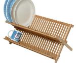 Hot sale new two tier 20 slots bamboo dish drying rack dish rack with utensils