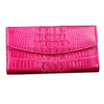 Exotic Real Crocodile Skin Women Large Trifold Wallet Genuine Alligator Leather