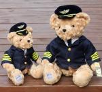 8 Inch Stuffed Animal Toys Pilot Teddy Bear With Uniforms For Promotion Gifts