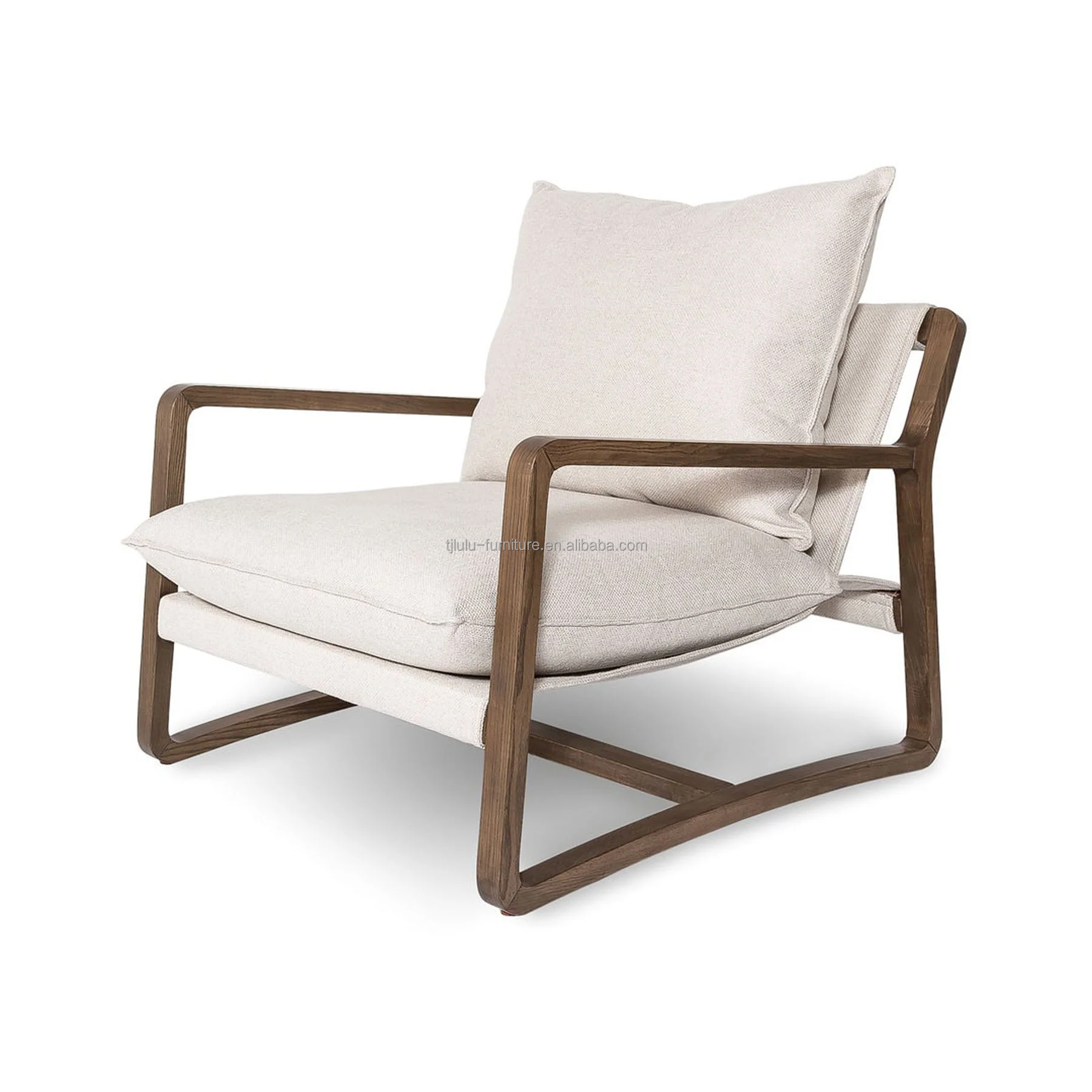 Modern Wooden Lounge Chair in Natural/Walnut Color for Living Room Decoration