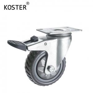 Wholesale Grey Free Wheel Rubber Plastic Trolley Dustbin Castor Wheel with Top Plate Size 92*64mm from china suppliers
