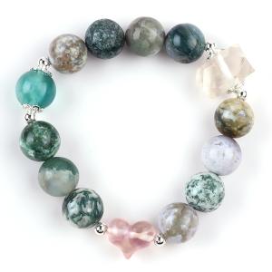 Wholesale Handmade Gemstone Beaded Bracelet Natural Petrified Wood Stone Bracelet Adjustable Heart Charms Bracelet For Party Daily from china suppliers