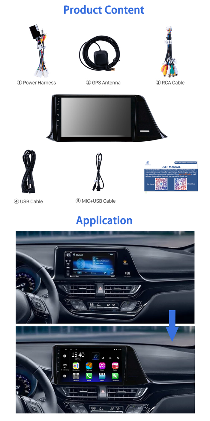 Navigation for Toyota C-HR 2016-2018 9 Inch Support FM radio SWC DVR Dash Cam ADAS