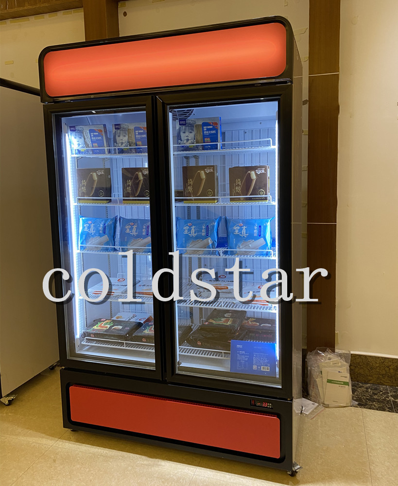 New commercial vertical ice cream display upright deep freezer frozen food freezer