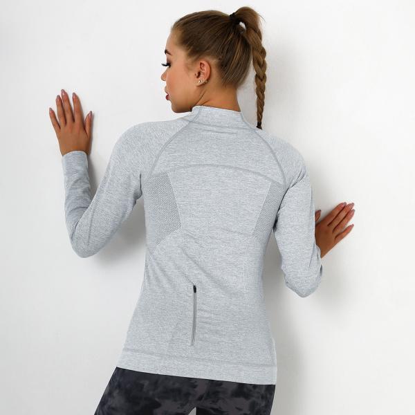 Knit sexy body-building zipper sweatshirt soaks up moisture and dries fast yoga