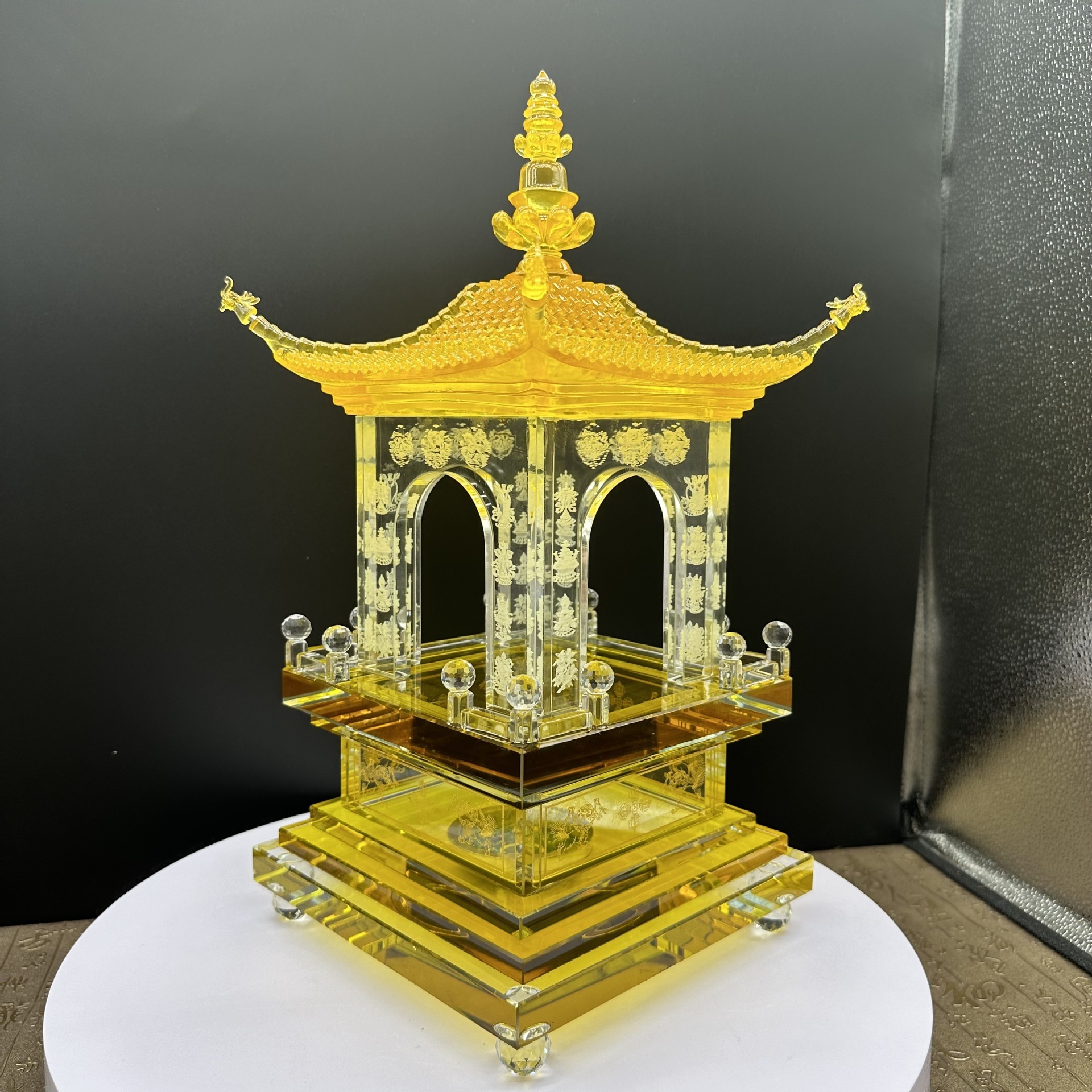 Crystal Pagoda Wholesale Pluggable Base With LED Colorful Lights For Worshipping Pagoda Ornaments Ruyi Pagoda Crystal Craft