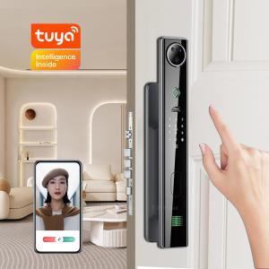 China Peephole Smart Home Front Door Lock Tuya Biometric Anti Peep Code Keyless Unlock on sale