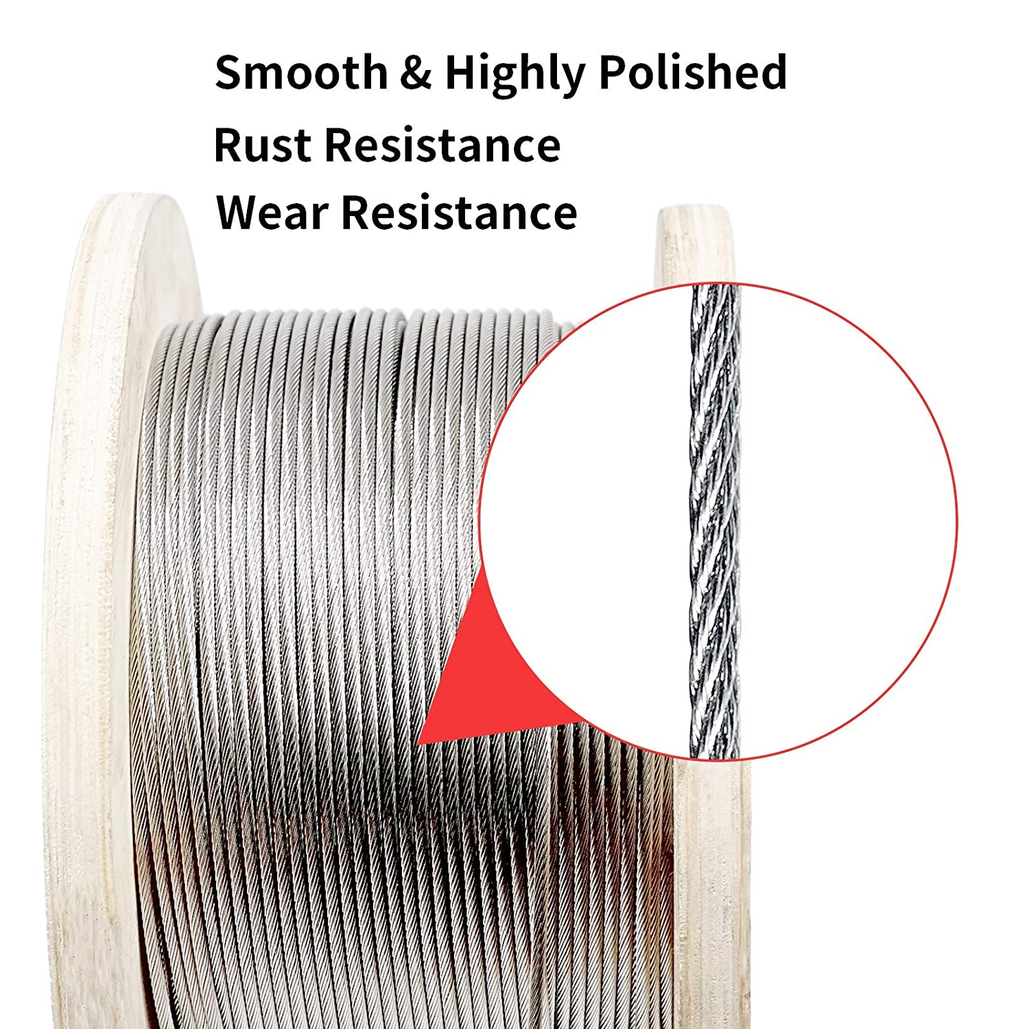 Non-Alloy 1x19 Galvanized Steel Wire Rope 1/16 Galvanized Aircraft Cable 100FT Tolerance Other