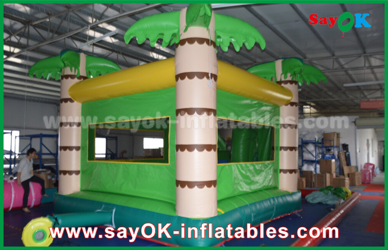 Customize Coconut Tree Green Inflatable Bouncer House For Playing