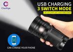 IPX5 Ultra Bright LED Flashlight Handheld Worklight 300m-500m Distance 3.7V