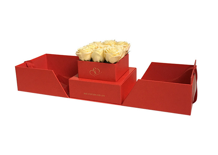 Clear PVC Window Cardboard Flower Boxes , Mini Mirror Flower Box With Lid
