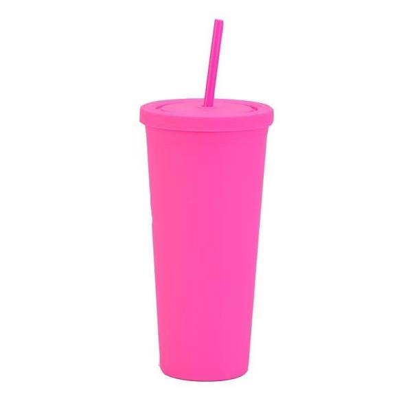 22 Ounces Colorful Iced Coffee Travel Mug With Straw Personalized Plastic