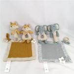 Gift Newborn Handbell Plush Animal Stuffed Educational Musical Rattle Toy Blue