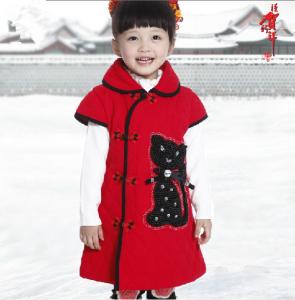 Wholesale Littlie Girls Cheongsam , Sleeveless One Piece Dress Cotton Childrens Clothes from china suppliers