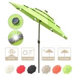 Custom Logo Outdoor Cafe Garden Beach Patio Sun Umbrella with 3 Tiers and LED