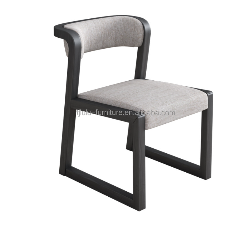 Wood PU Leather/Cotton And Linen Chair W56*D51*H71CM for Dining Room Restaurant in Modern Nordic Style without Folding